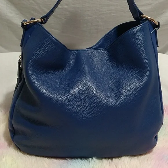 Authentic Laggo Genuine Blue Leather Hobo Shoulder Bag - Picture 4 of 16